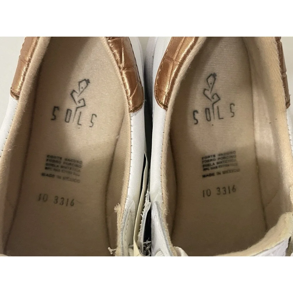 Sols Womens Shoe Size 10 White Leather Memory Foam Bety Tennis‎ Sneakers